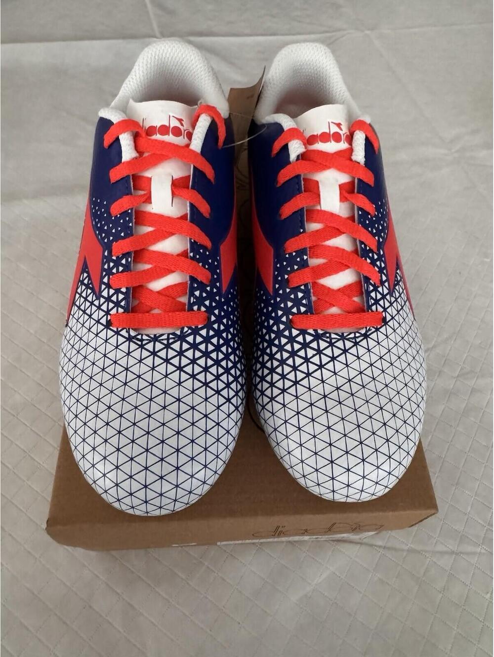 Diadora Cattura GR LPU JR Youth Red White Royal Blue Cleats Size 3.5